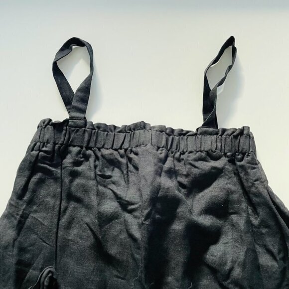 NWT Ann Taylor LOFT Jumpsuit Romper Black Linen Square Neck Ruffle Wide Leg XS - Picture 6 of 13